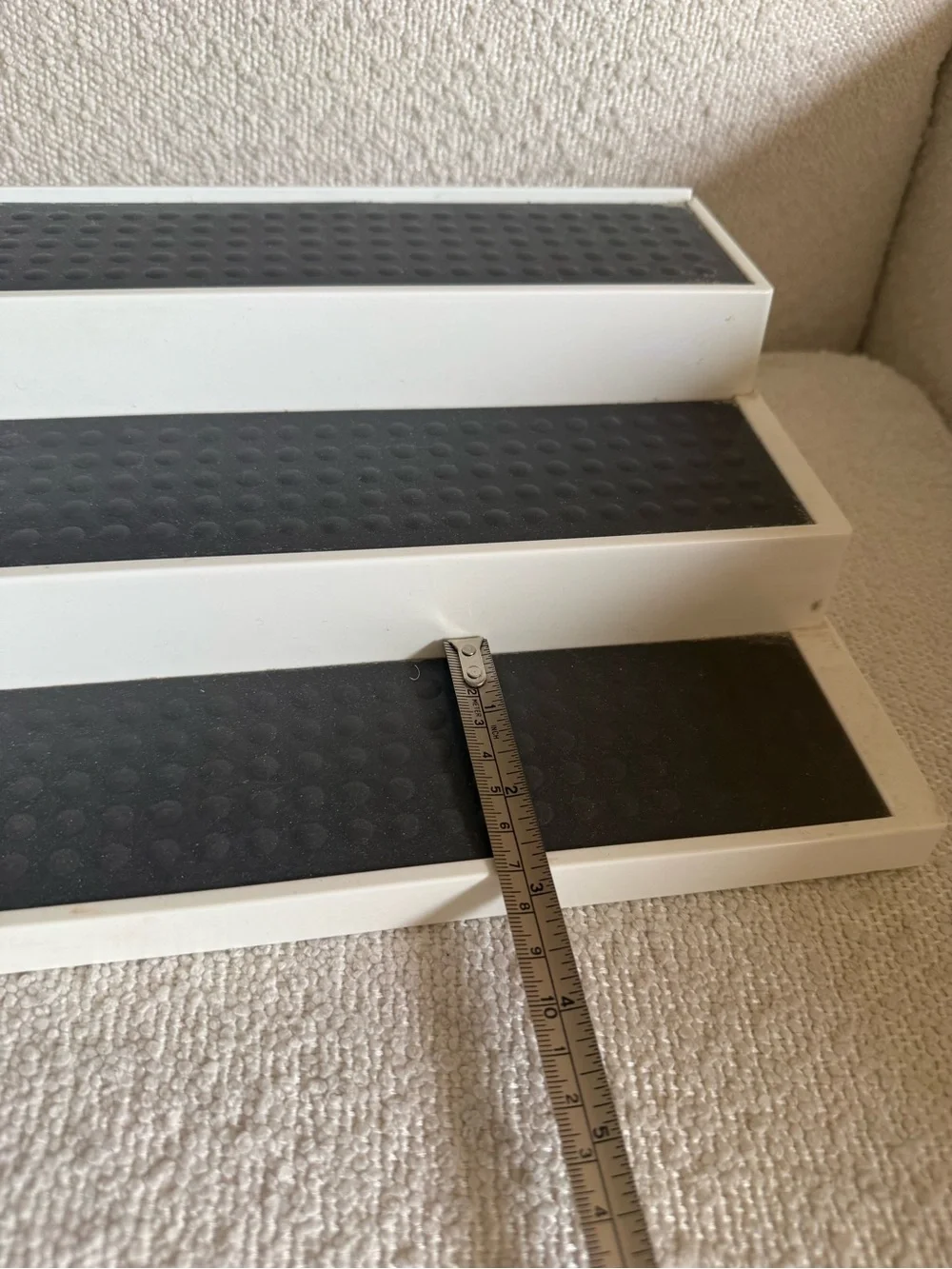 White 3-Tier Display Stand with Black Non-Slip Pads